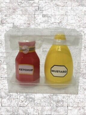 NEW IN PACKAGE KETCHUP/MUSTARD SALT AND PEPPER SHAKERS